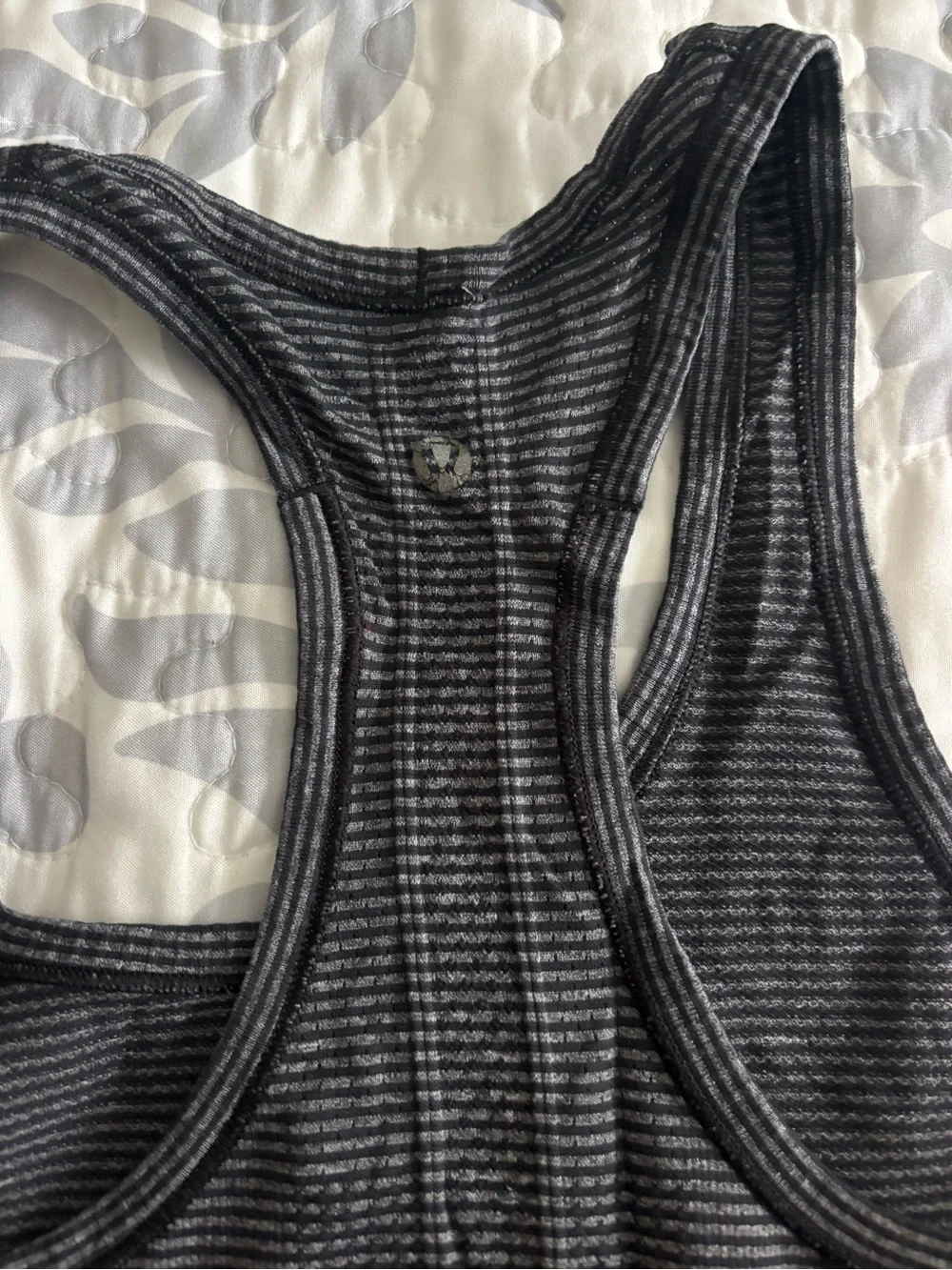 lululemon athletica Black and Gray Striped Racerback Tank